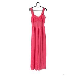 Gotham Gold Stripe Hot Pink Sheer Nylon Princess Barbiecore Nightgown Size 34